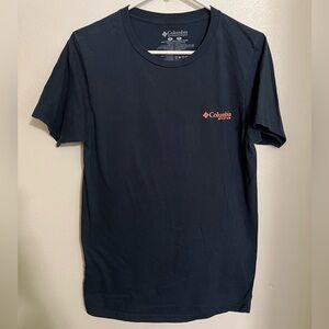 COLUMBIA SPORTSWEAR Classic PFG Logo T Shirt Black Orange Men's Size Small‎ EUC